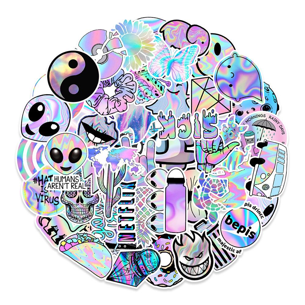 50 Laser Graffiti Stickers Balance Bike Mobile Phone Kettle Decoration Stickers