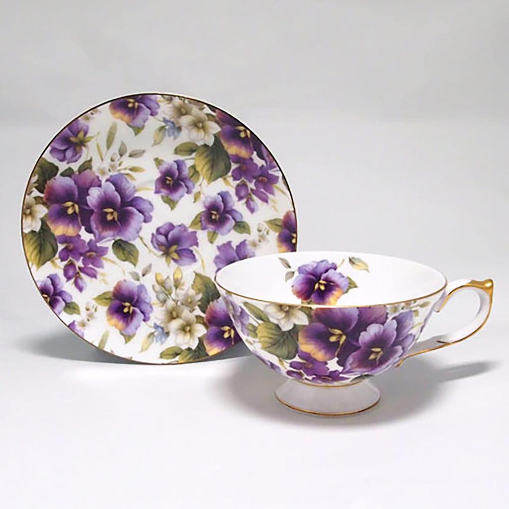 Aynsley Wild Pansy Tea Cup and Saucer, 200ml, STCL00001C