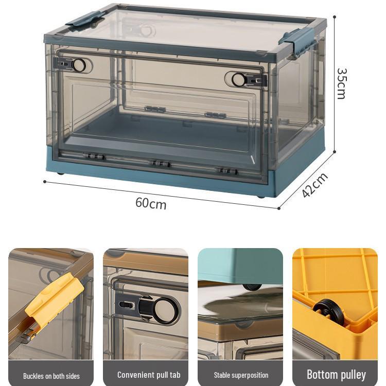 Large Outdoor Portable Transparent Foldable Storage Box for Clothes, Toys, Snacks, Books - Dustproof and Ideal for Home Use.