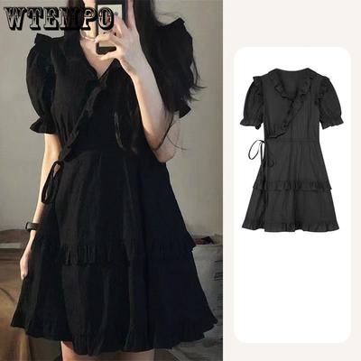 Black Dress for Women Short Dress Loose Waist Gothic Summer Solid Casual Birthday Sexy A-line Party Evening Dresses