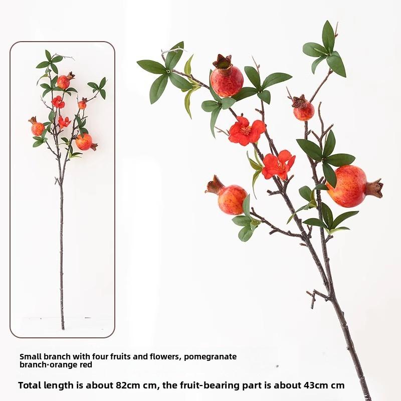Simulated Pomegranate Fruit Branches for Home Soft Furnishings, Foam Fruit Decorative Flower Arrangement Ornaments