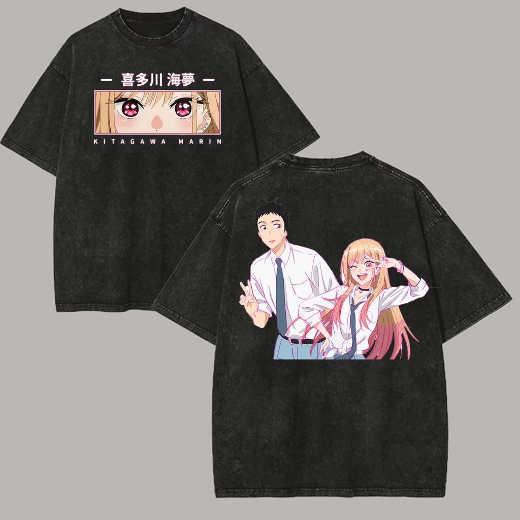 Summer Loose Washed Anime Short Sleeve T-shirt Top, Marin Kitagawa My Dress-Up Darling T-shirt
