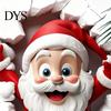Seasonal Wall Decor for Office Christmas Sticker, 3D Santa Claus Break Through Decal, Easy Peel Decorative Stickers Toilet & Stick Holiday Home Window