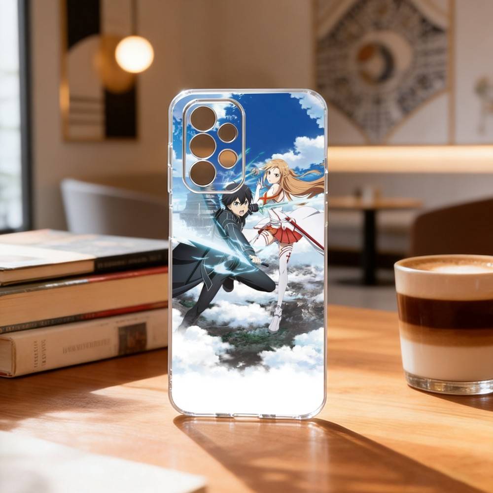 Kirito & Asuna Anime Phone Case For Samsung S25,S24,S21,S22,S23,S30,Ultra,S20,Plus,Fe Transparent Cover