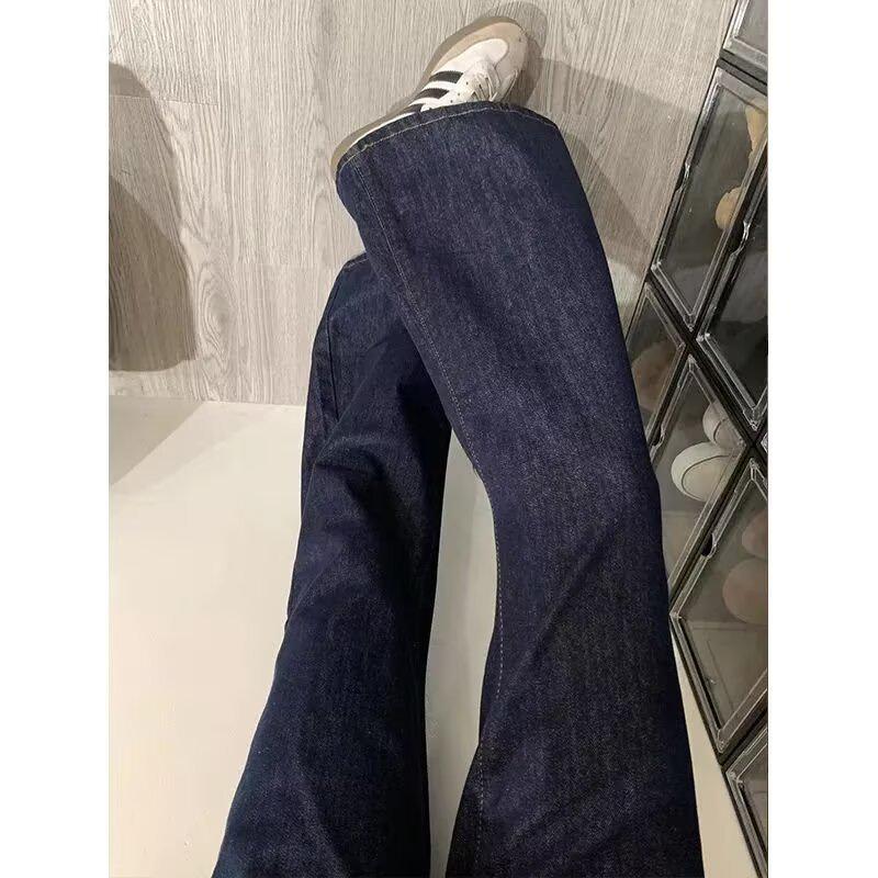 Women s High Waist Wide Leg Dark Blue Jeans - Retro, Slimming, Floor-Length 3XL