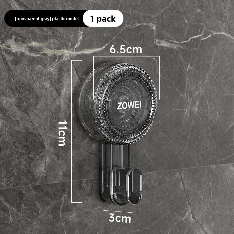 Mobile Suction Cup Hook, No Need for Drilling, Home Kitchen and Bathroom Wall-mounted Storage, Seamless Adhesive Hook Translucent grey