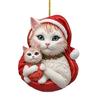 Christmas Pendant 2D Acrylic Cat Wearing Xmas Hat Charm Car Hanging Ornament Festive Atmosphere