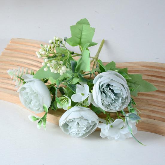 Artificial Peony Flower Bouquet Faux Silk Flower with Hydrangeas And Eucalyptus Leaves for Vase Floral Arrangements Table Centerpiece Wedding Party