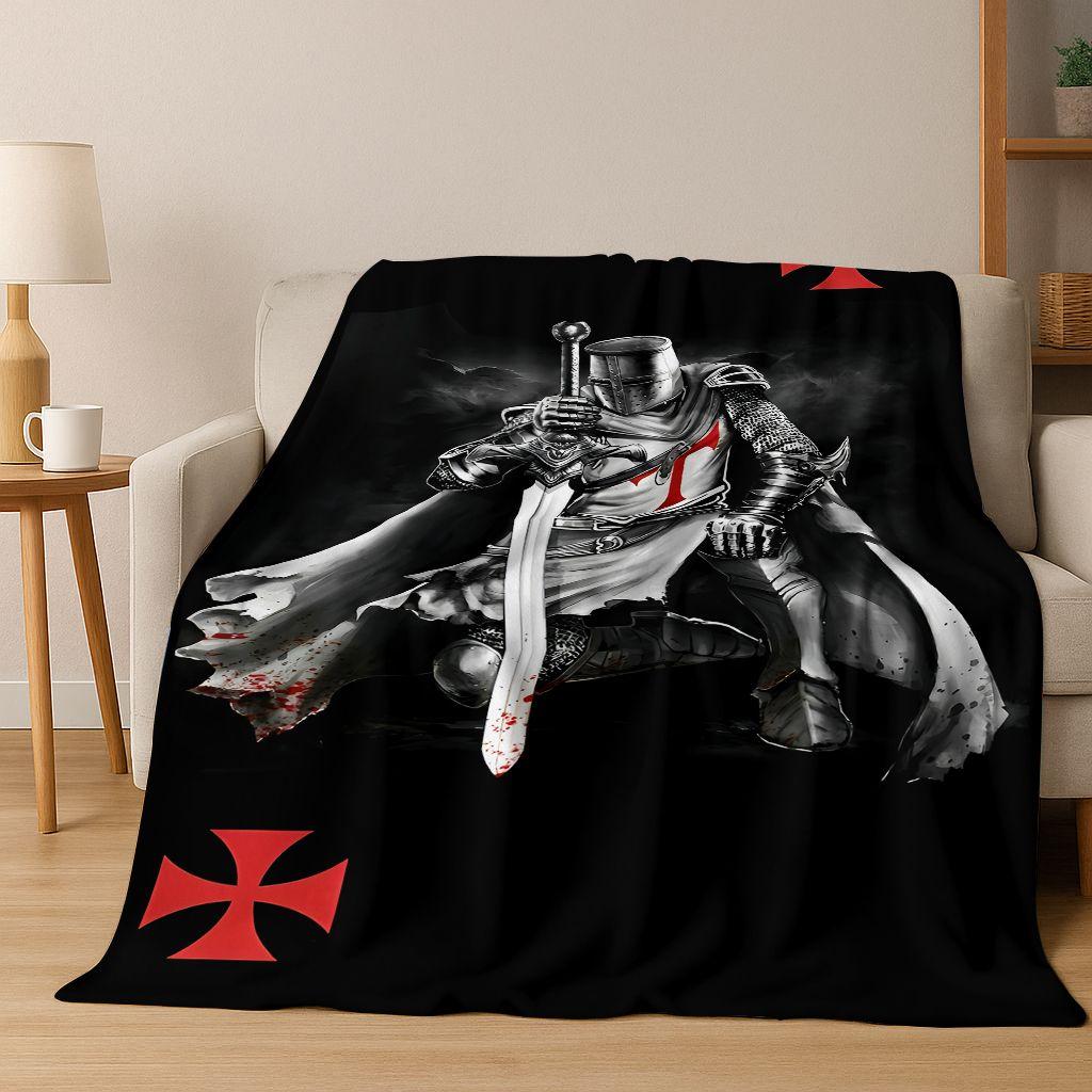 Templar Blood Knight Honor Holy Crusader Cartoon Flannel Blanket,Cozy Soft Throw Blanket for Home Bedroom Bed Sofa Cover Gift