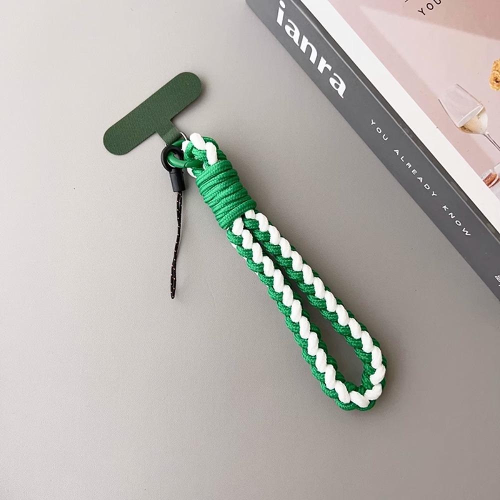 IN Korea Universal Braided Short Mobile Phone Lanyard Strap Hanging Chain Ring Cord with Patch Wrist Strap Cell Phone Detachable