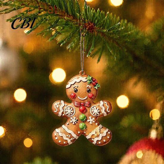 Holiday Party Supplies 12/24/36Pcs Gingerbread Christmas Outdoor Decorations, Hanging Ornaments, 2D Double Sided Customized Souvenirs Xmas Decor