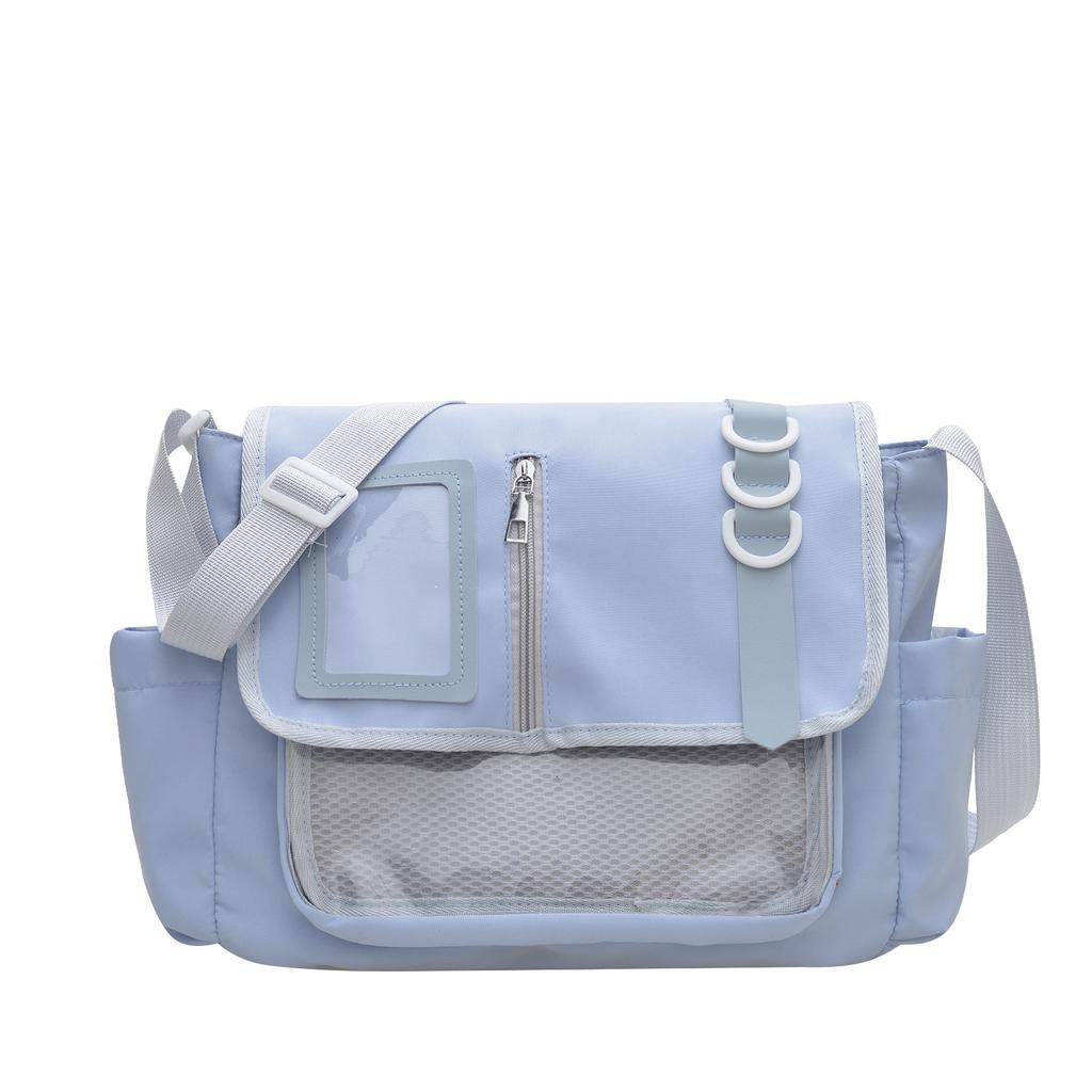 Japanese Style Transparent Acrylic Tote Bag, Nylon School Aesthetic Shoulder Crossbody Bag with Patchwork Design CLE