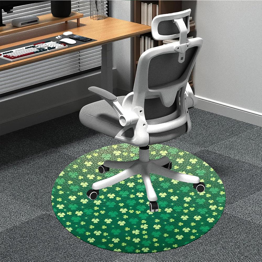 

1pc Clover Pattern Office Round Rug, Non-slip, Soft and Durable Office Rug for Interior Decoration, Perfect for Office, Beautiful Decoration yy2603230 80cm by 80cm