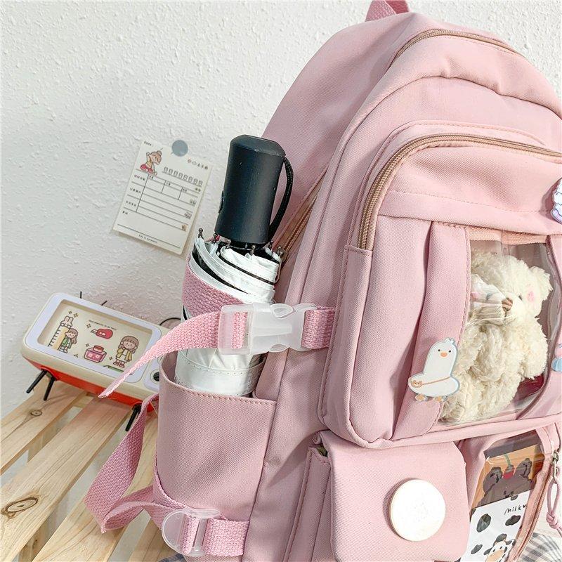 Japansk High School Jenter Ryggsekk Skolevesker for Tenåringsjenter Flere Lommer Ny Kawaii Ryggsekk Kvinner Harajuku Søt Mochila