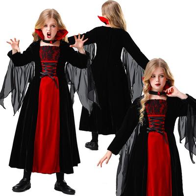 Kids Halloween Costume Dress Girls Vampire Theme Cosplay Outfit Stage Performance