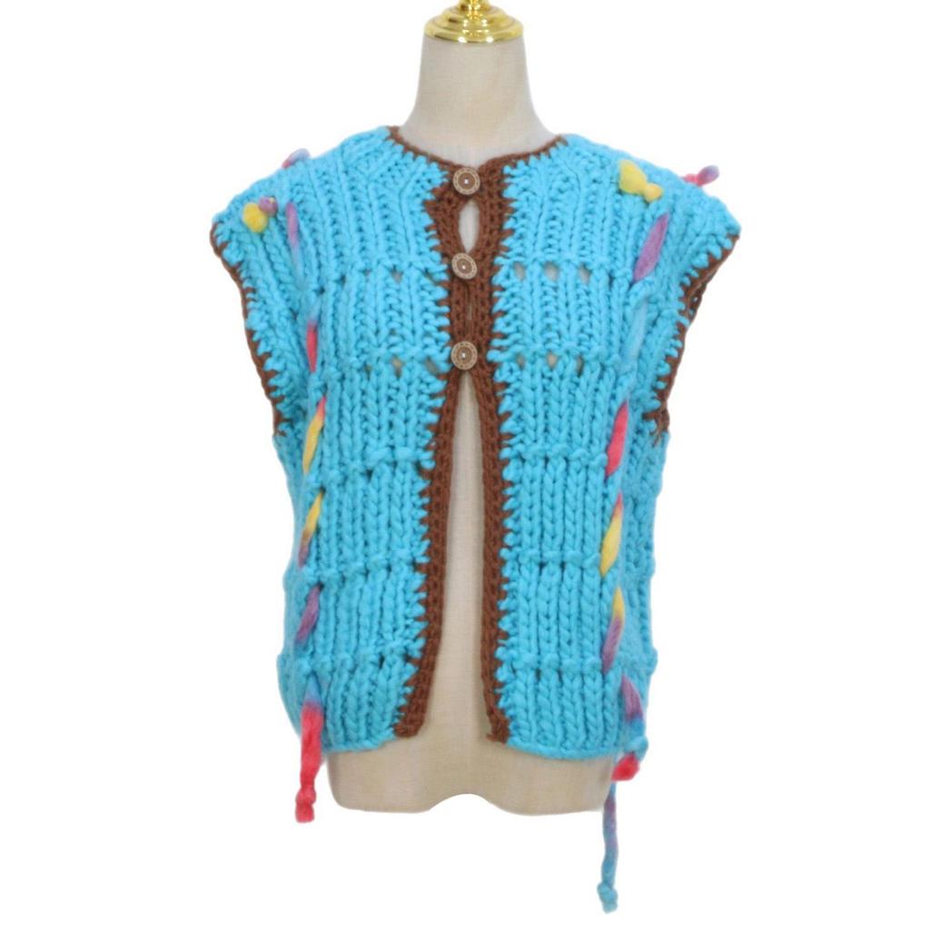 Vintage Women's Handmade Cable Knit Floral Sweater Vest