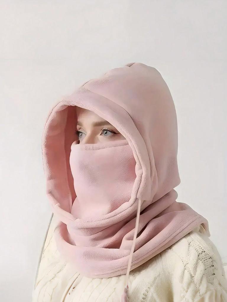 A Woman's Black Fleece Balaclava Hat, Sun Proof Cycling Hat