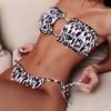Pleated Tube Briefs Set Sexy G-string Bra Leopard Swimsuit