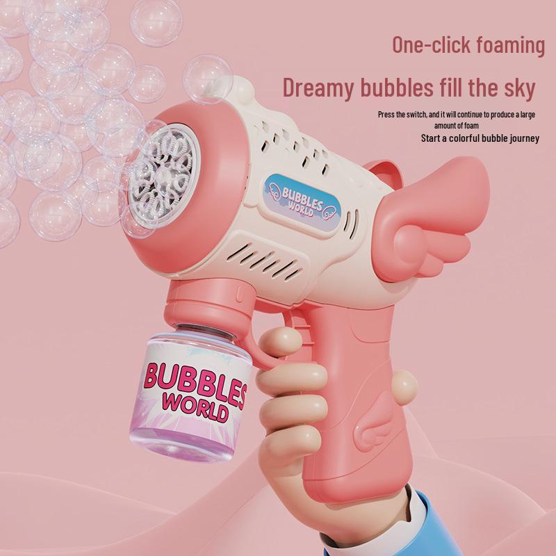 Angel Bubble Machine: Automatic Handheld Multi-Hole Bubble Gun for Kids - Perfect for Parties and Weddings.