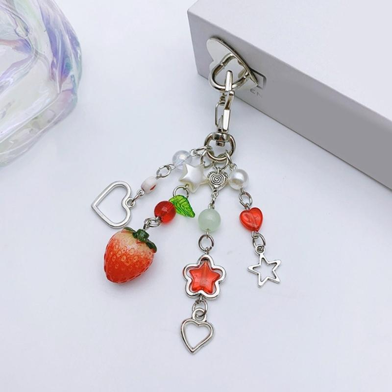 Keyring Ornament Strawberry Bag Charm Keychain Alloy Material Backpack Pendant