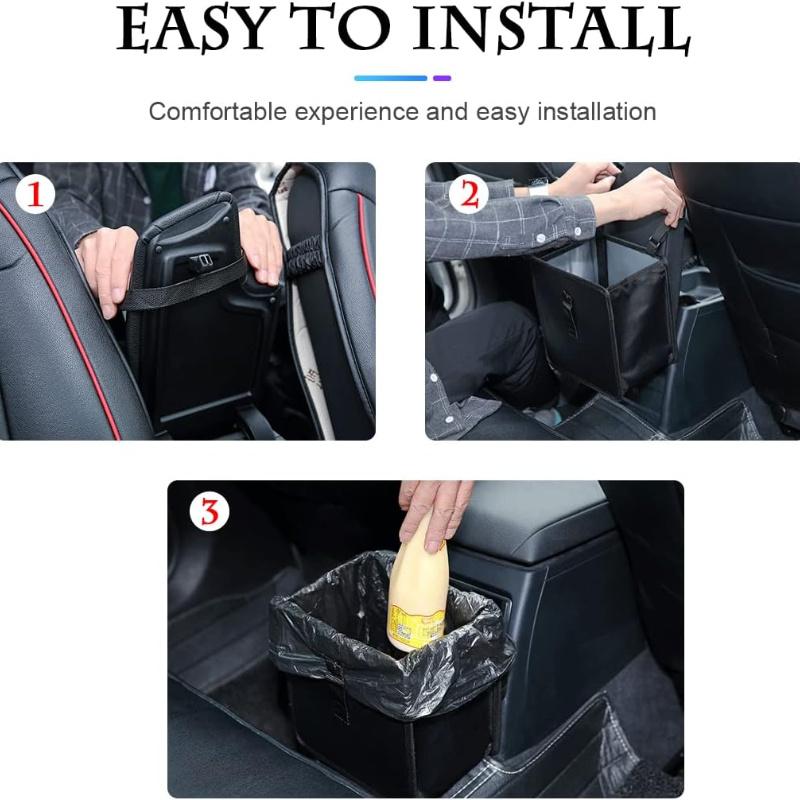 Foldable Car Trash Can: Hanging, Leakproof Storage Bag with Large Capacity for Car Interior Organizer