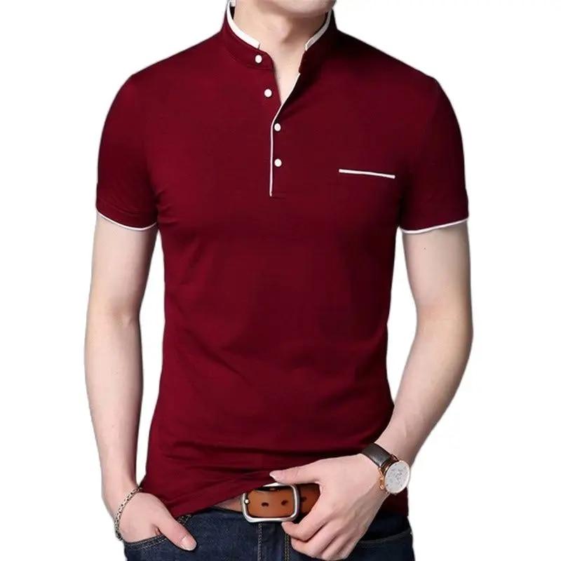 5XL Plus Size Men Summer Casual Top Slim Printing Cotton Short Sleeves Polo Shirt