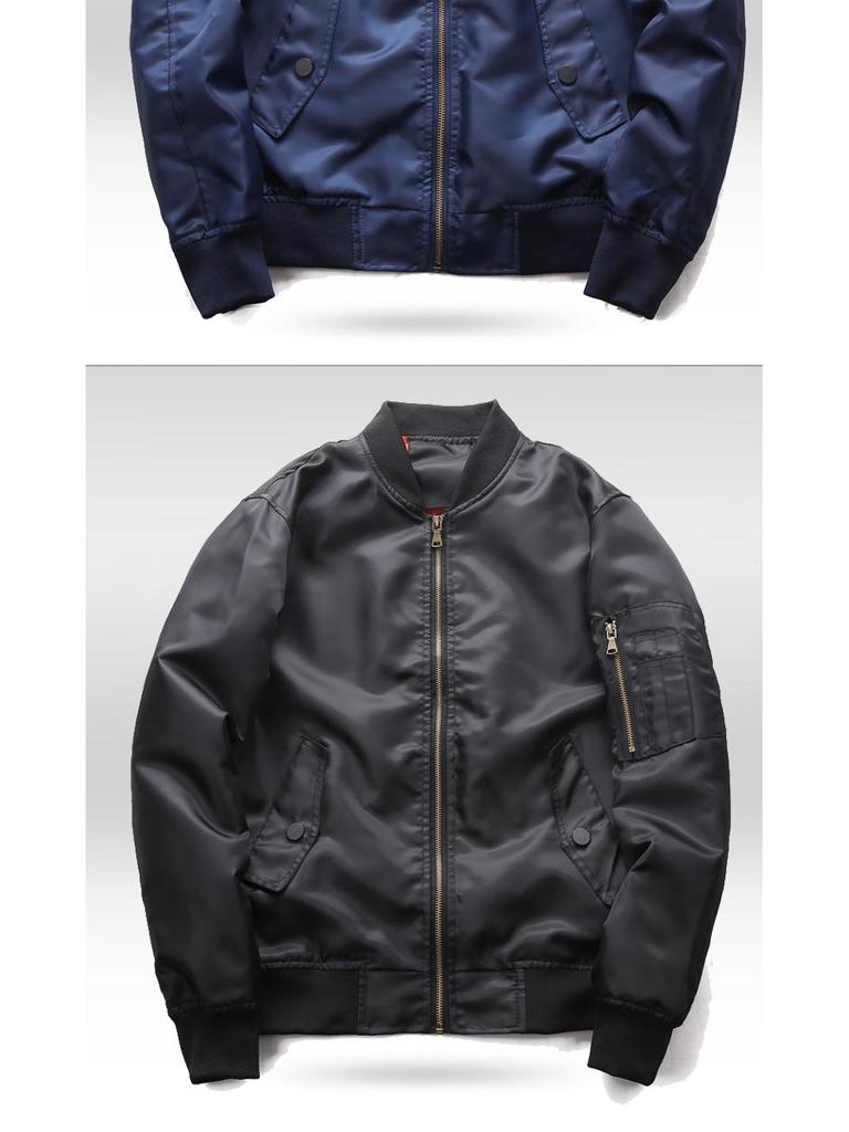 Veste Pilote MA-1 à Col Montant Printemps/Automne pour Homme