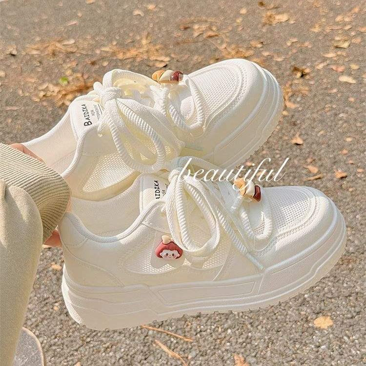 2025 Women's White Mesh Breathable Sneakers - Versatile & Stylish for Skirts and Sports.