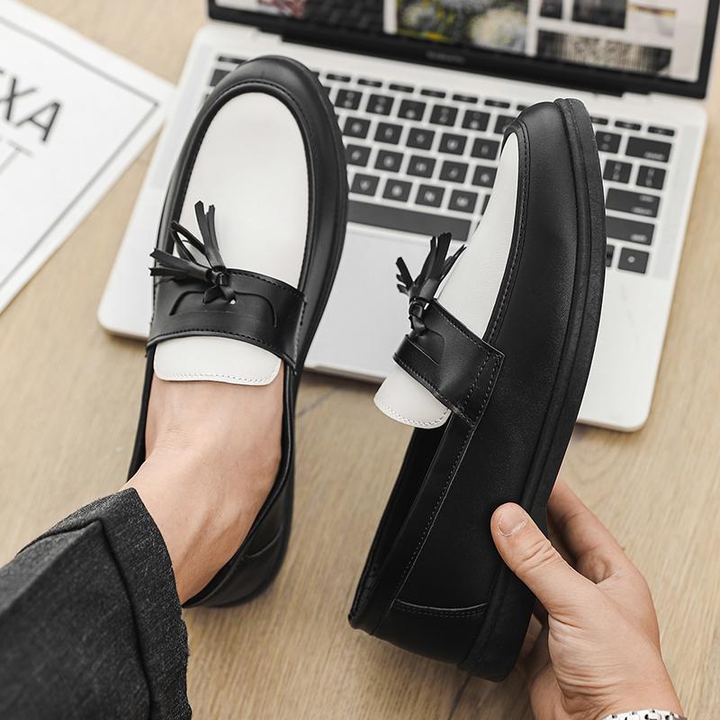 Fashion New Fashion Slip on Mens Loafers Soft Business Flats Simple Leather Moccasin Comfy Handmade Driving Footwear Non-Slip Boat Shoes