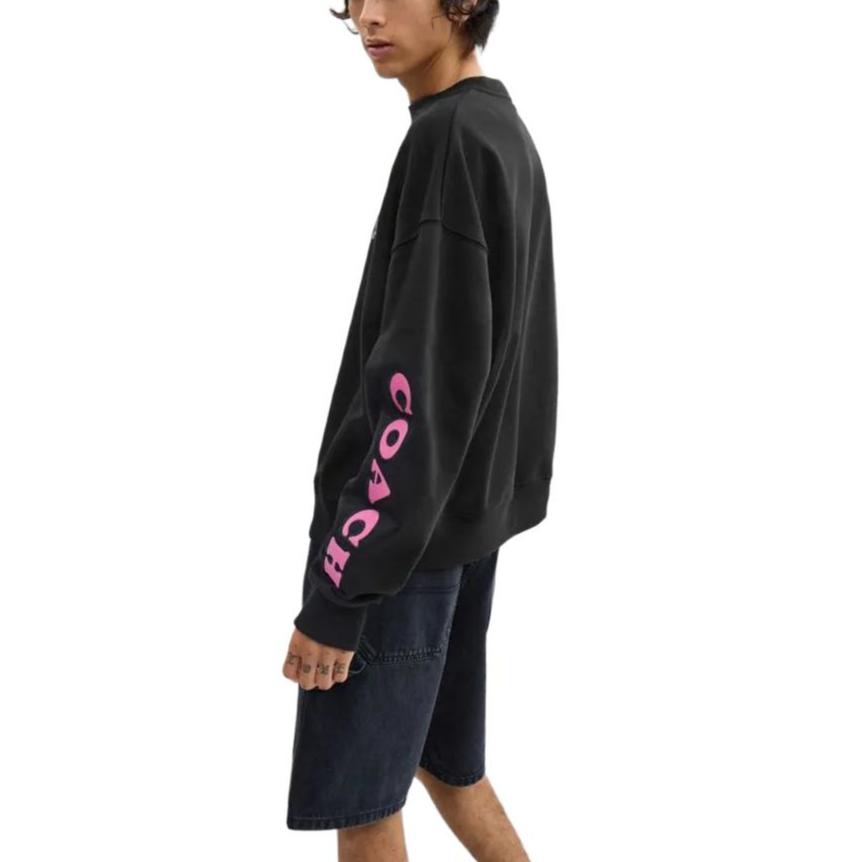 Coach Cosmic  FW24 Round Neck Letter Pattern Printed Long Sleeve Sweatshirt Men Sweatshirt Black CW774-BLK