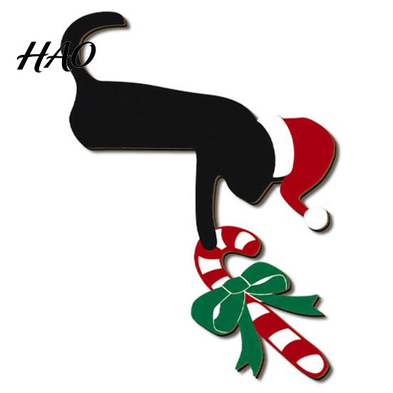 Holiday Entrance Door Decorations Christmas Wooden Corner Sign, Santa Snowman Cat Cartoon Sign Frame Decor, Reusable Festive Home Wall Decoration
