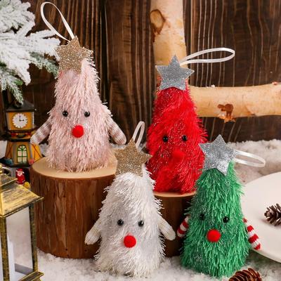 Christmas Tree Doll Decoration Fluffy Light-up Christmas Tree Doll Ornament for Hotel Window Decor Stuffed Xmas Tree for Mall