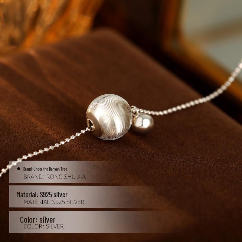 Banyan Tree S925 Silver Minimalist Ball Sweater Chain - Women's Korean-Style Versatile Necklace