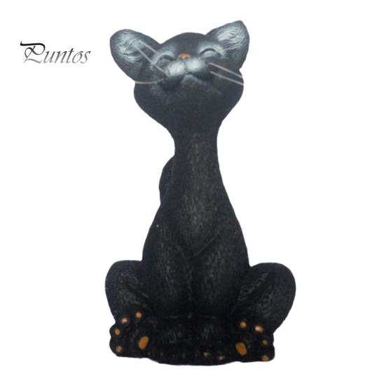 Statue de chat accroupi en résine, ornement de chat de dessin animé, ornement de table, figurine de chat pour décoration de maison ou de bureau, cadeau pour amoureux des chats