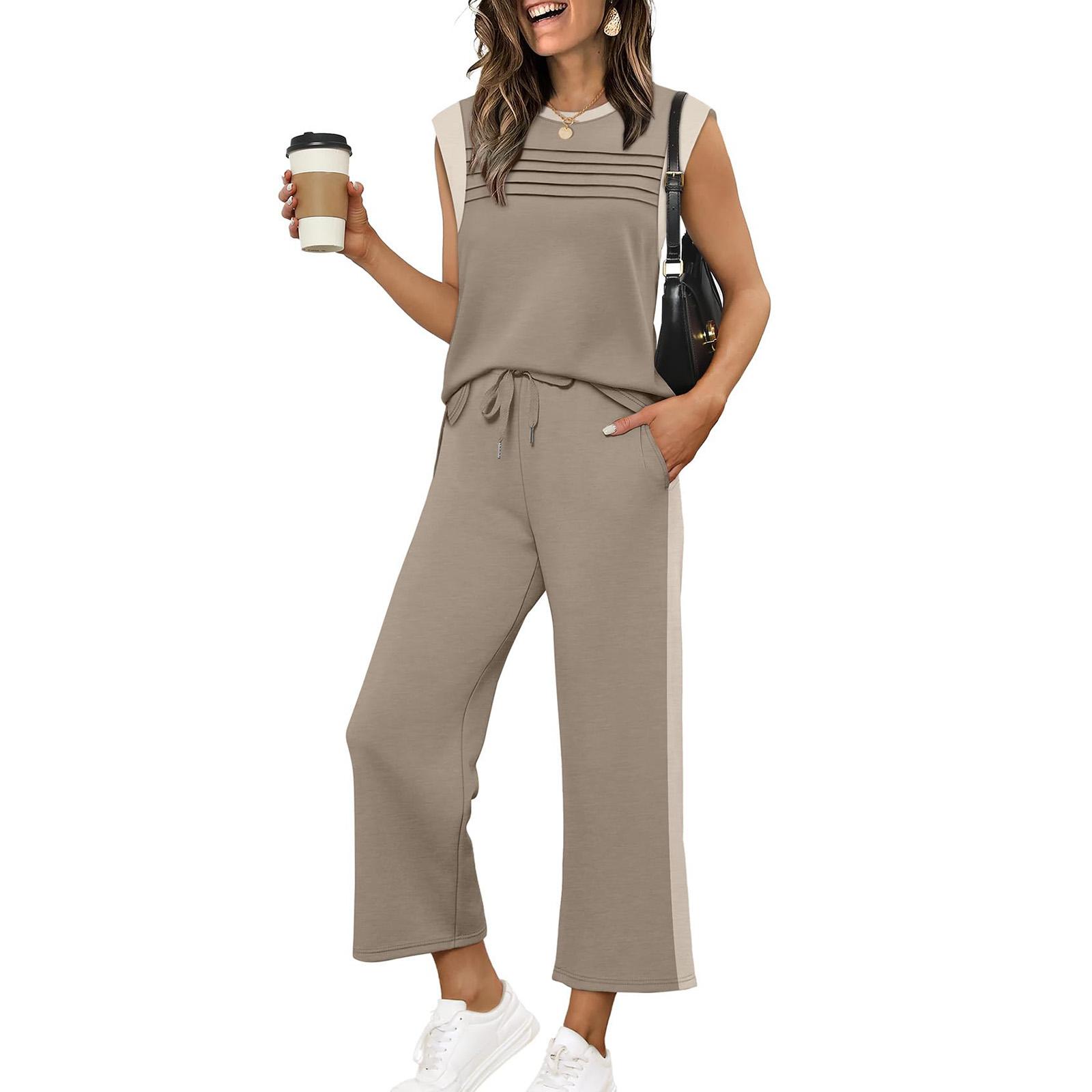 

Жіночий Модний Повсякденний Зручний ,Колір ,Шия Коротка,Рукав Два,Шматок Набір XXL кавовий