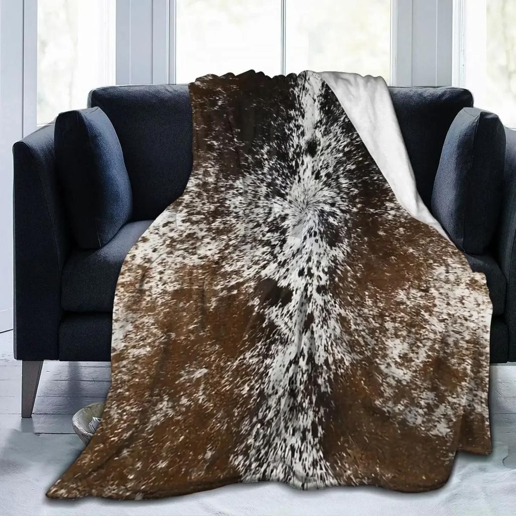 Přikrývka z hovězí kůže Celoroční Hnědá Teplá Lehká měkká flanelová přikrývka na postel Pohovka Pohovka, dárky pro přítele