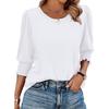Women's Clothing, Spring, Loose, Casual, Printed, Seven Quarter Sleeves, Round Neck, T-shirt, Top