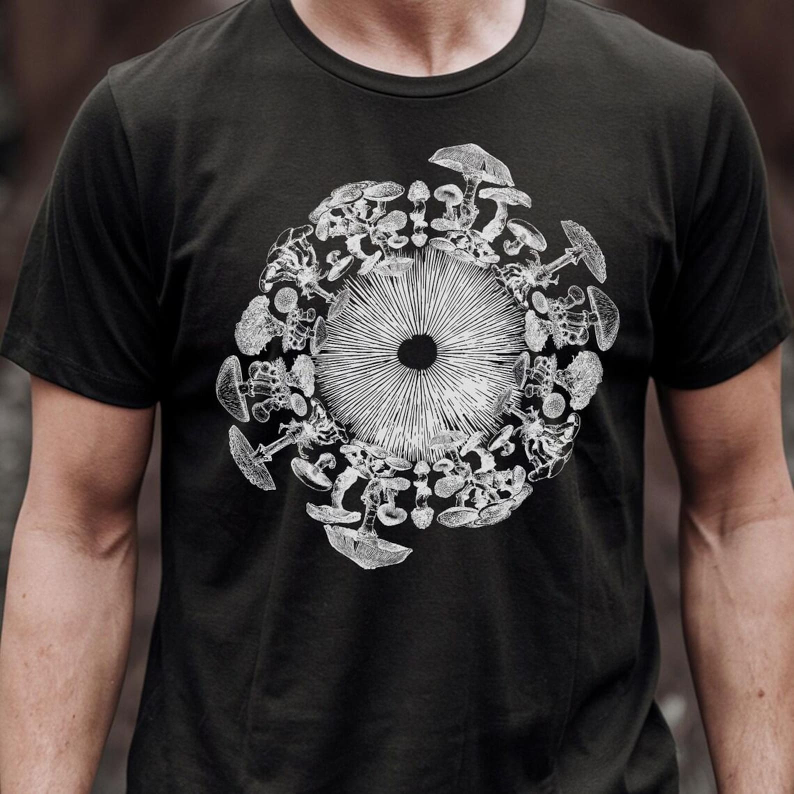Mushroom Iris Spore Print T-Shirt | Mycology Art 3XL