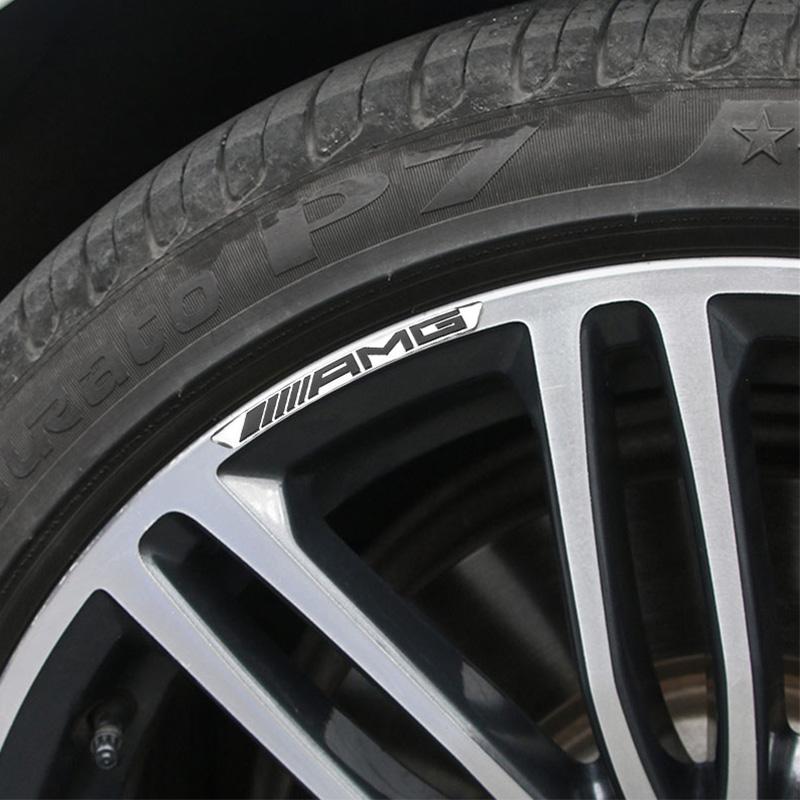 4Pcs Aluminum Car Wheel Rim Decal Stickers Decorative For Mercedes Benz AMG W223 W213 W206 W464 W247 W167 W166 W222 W205 W204
