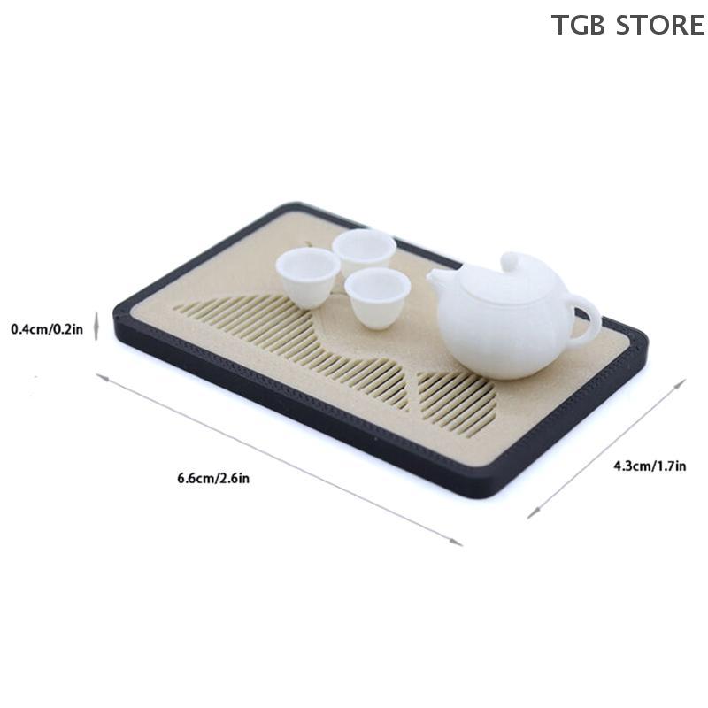 1/12 Mini Teapot Teacup Drain Tray Set Model Micro Scene Decoration Accessories Pretend Play Toys