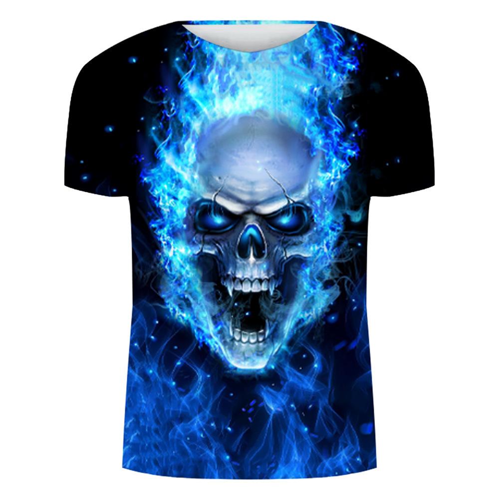 Printed Flame Wolf 3D T-shirt Digital Printing Men's Women's Short Sleeved T-shirt Top