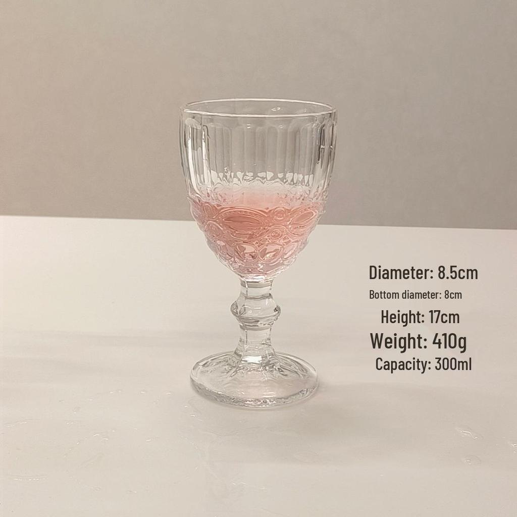 Vintage Embossed High-Footed Red Wine Glass with Bubbles - Wedding Decoration, Child-Friendly, Thickened Design