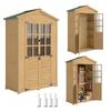 Armoire de rangement extérieure en bois, Cabanon de jardin avec fenêtres en acrylique pour terrasse, Marron clair
