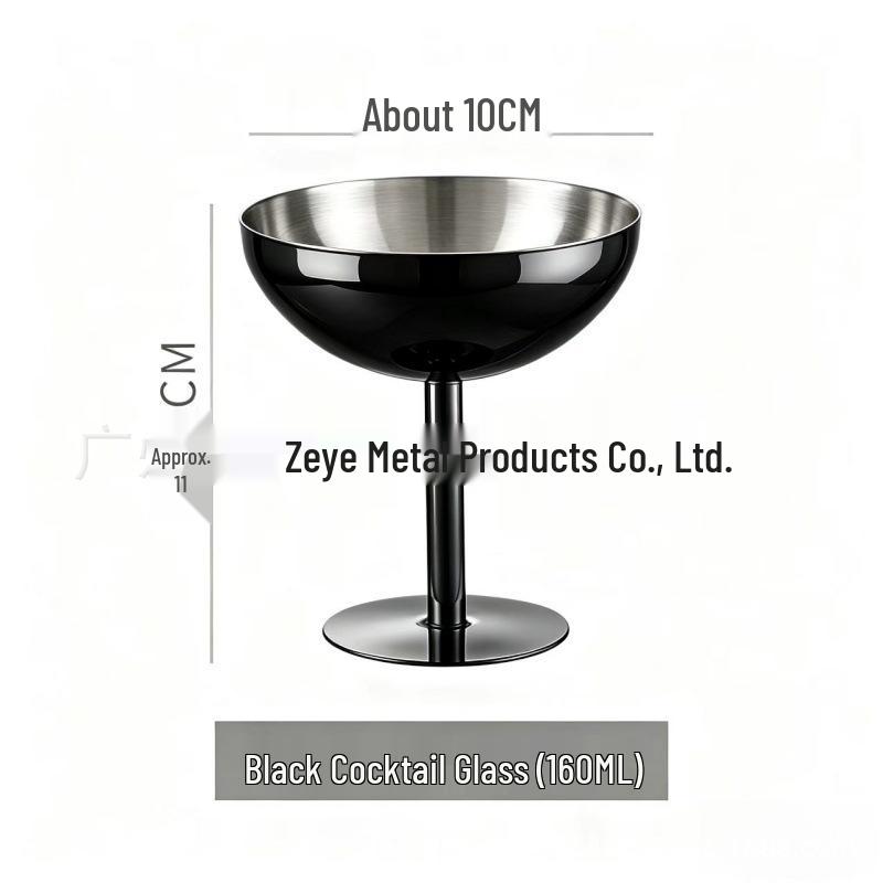 Creative High-Stemmed Stainless Steel Cocktail and Ice Cream Glass