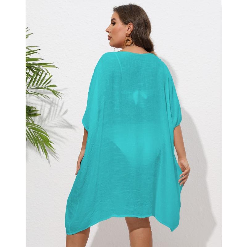 Women Plus Size Hand Crochet Floral Patchwork Cover Up Dress Loose Beach Bikini Cover Up Outerwear