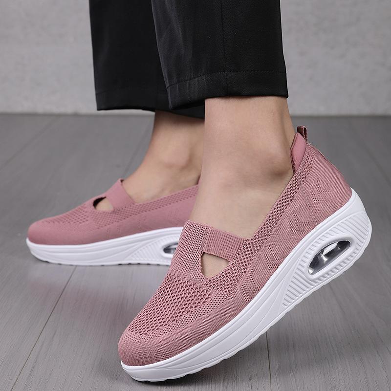 New women's shoes casual and versatile summer air cushion running shoes flying woven breathable lazy shoes one-pedal sports shoes