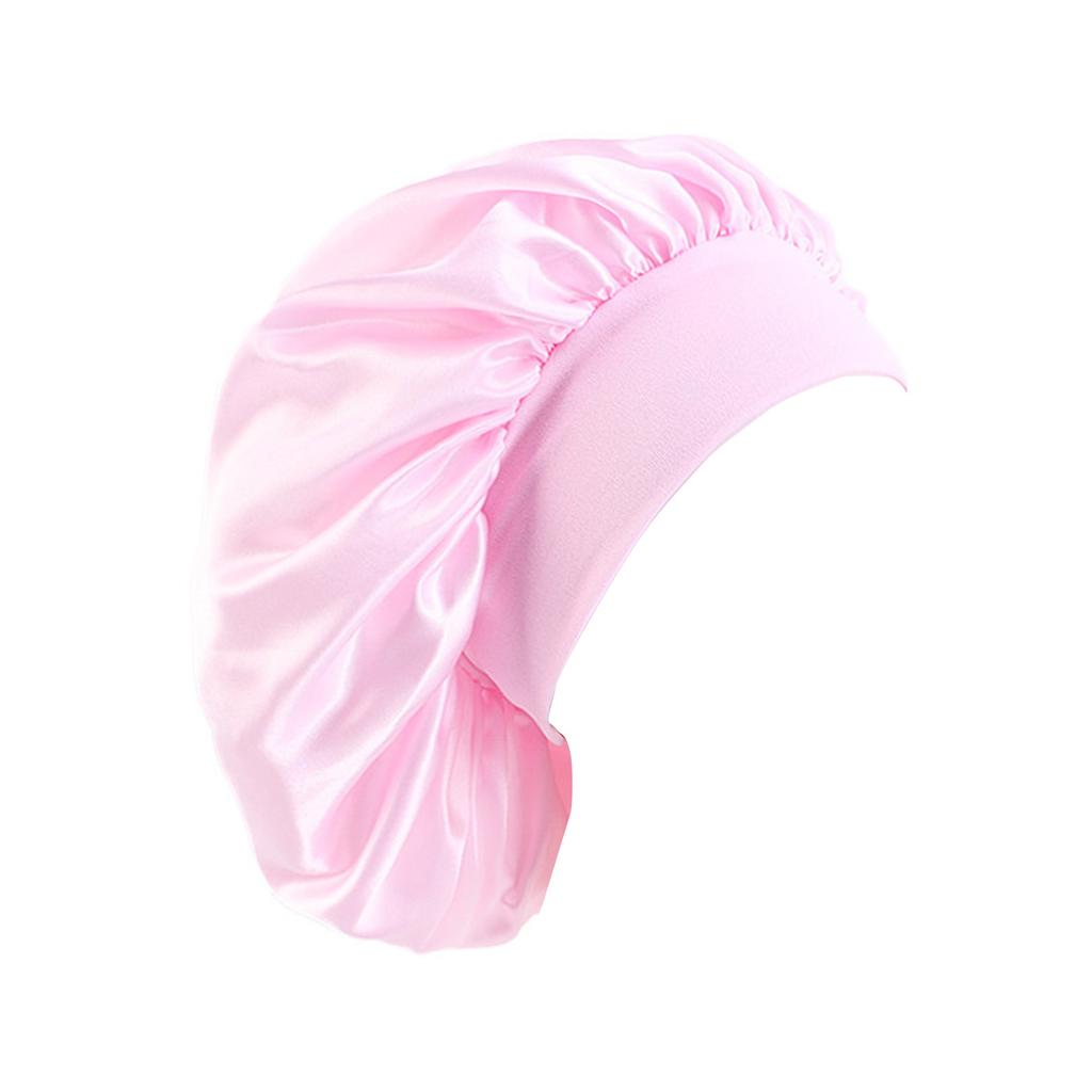 Large Brim Nightcap Sleeping Hat Satin Bonnet Wide Band Silk Sleep Cap Bathing Shower Caps for Women Curly Hair
