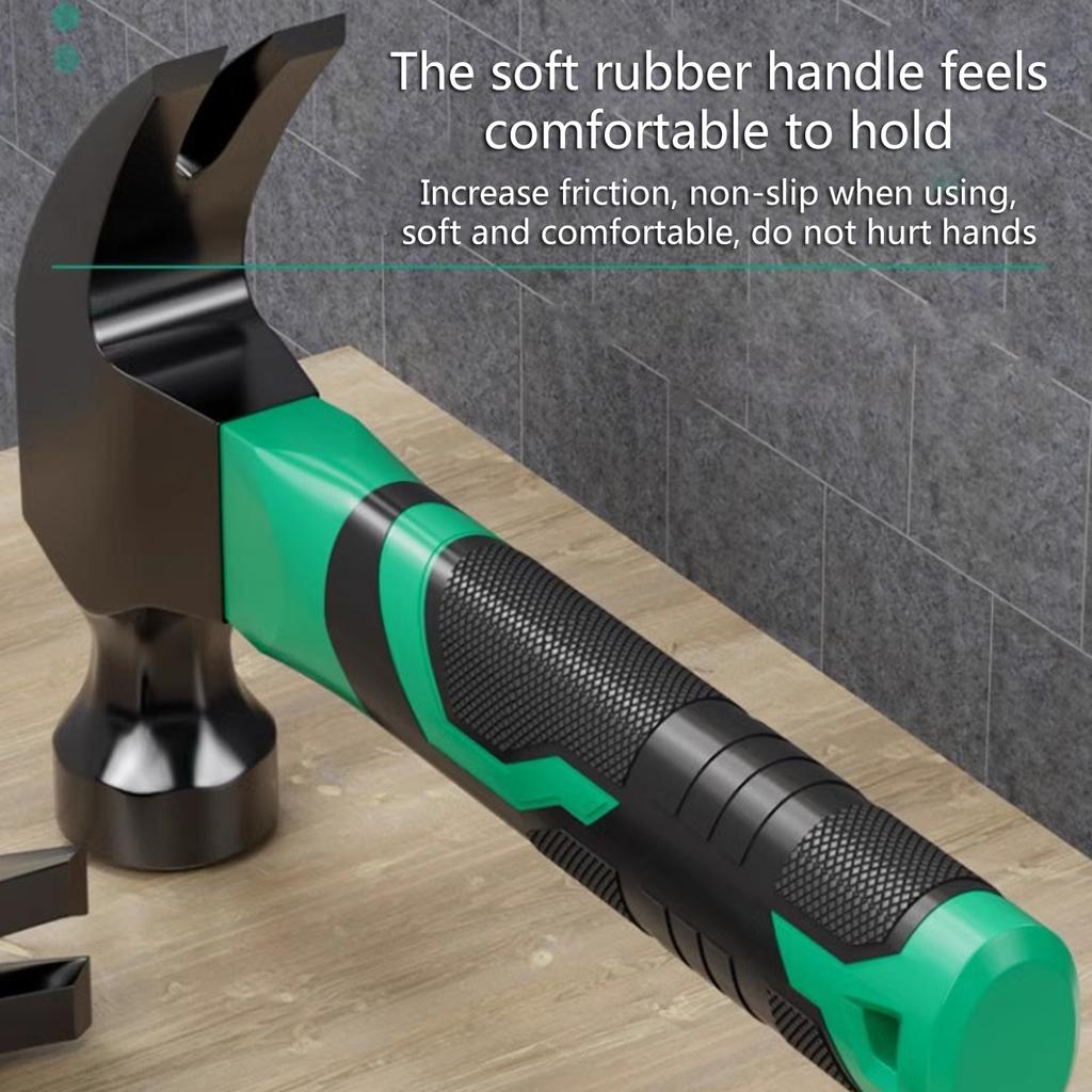 Straight Claw Hammer Carbon Steel Claw Hammer Shock Absorbing Handle for Prying Nails Woodworking Repairing
