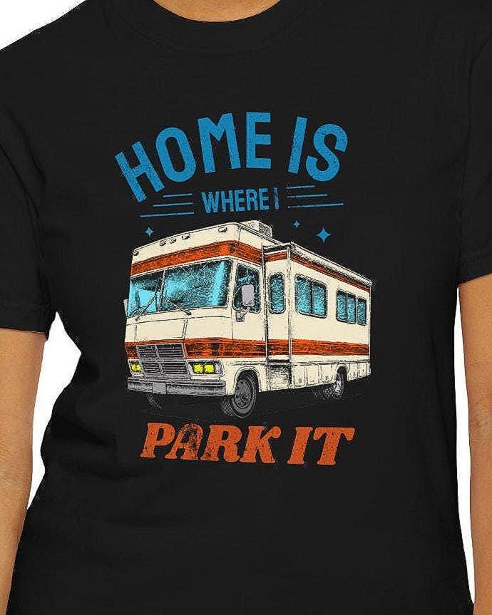 Home Is Where I Park It RV Humor Shirt | Vintage Retro Camper Tee L