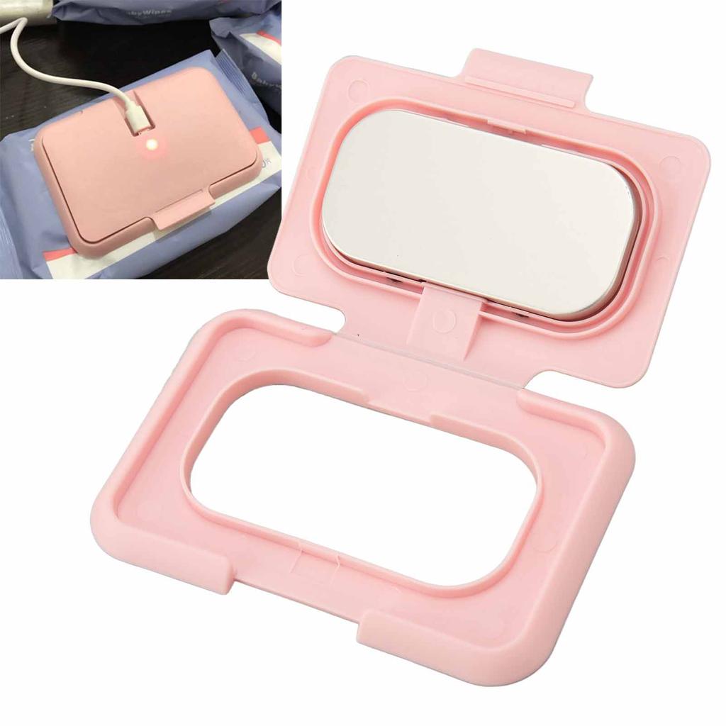 Baby Wipe Warmer Constant Temperature Evenly Heating Portable USB Wet Wipe Heater Pink